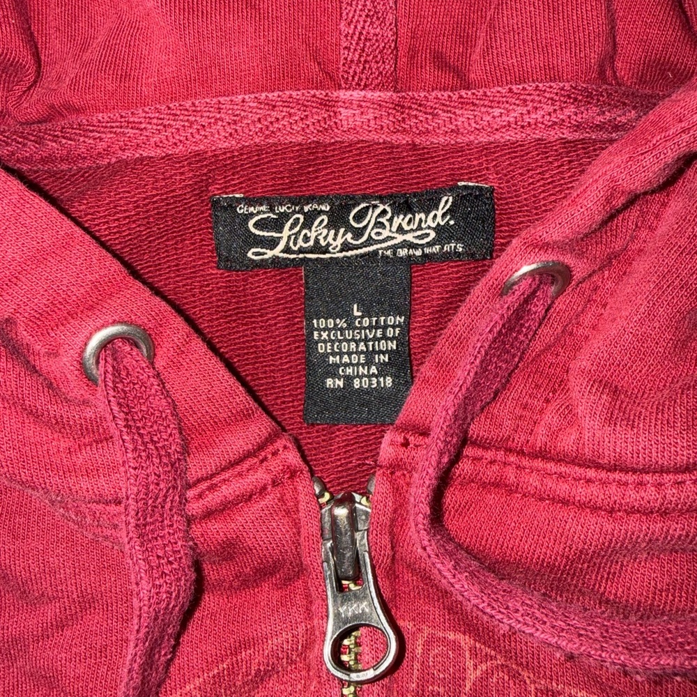 Lucky Red Hoodie with Embroidered Logo - Picture 3 of 5